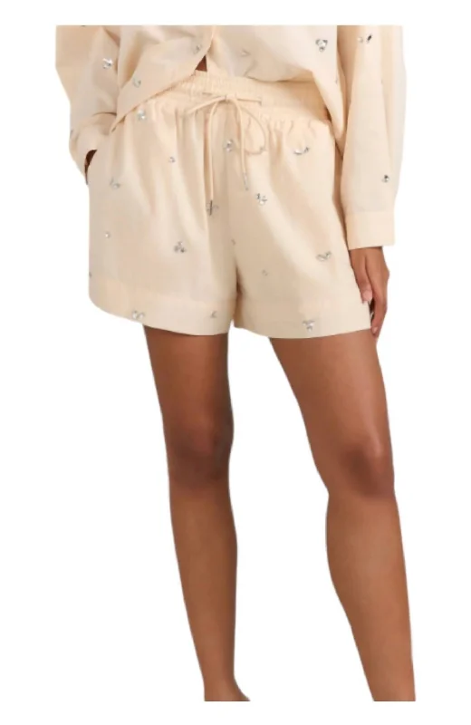 Poplin Gem Short In Beige Women's Fashion Clothing