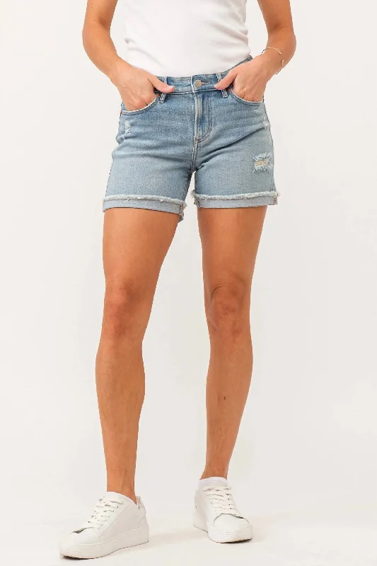 Ava Mid Rise Cuffed Short In Derryn Women's Fashion Clothing