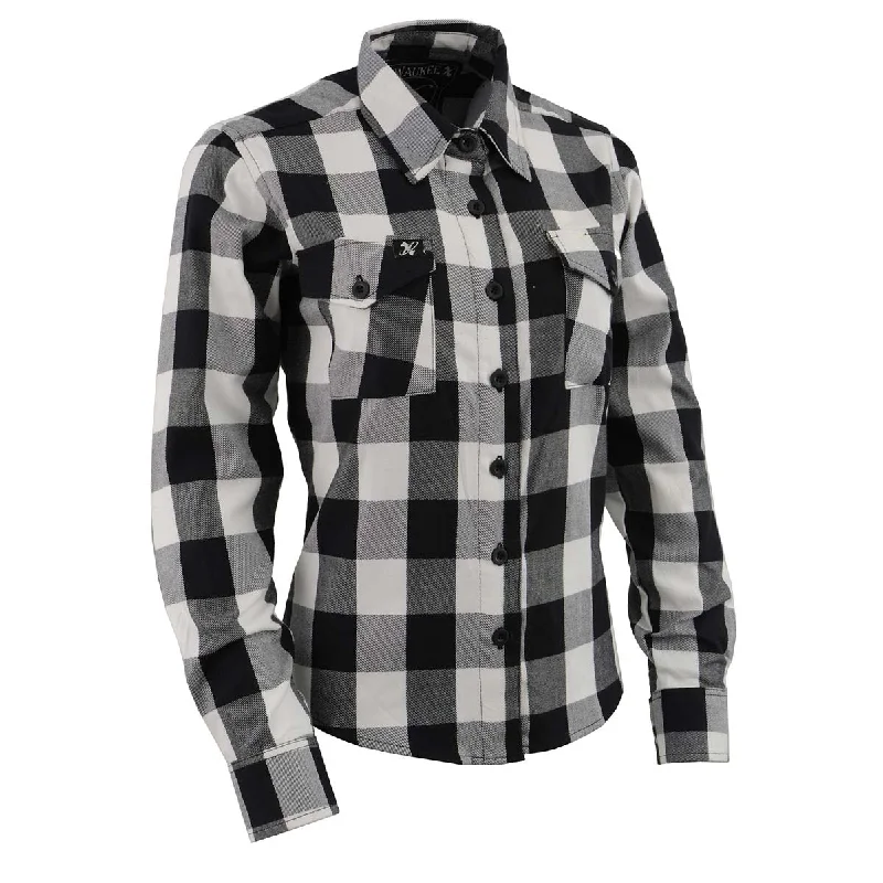 Milwaukee Leather MNG21633 Women's Casual Black and White Long Sleeve Cotton Flannel Shirt Women's Clothing Brands