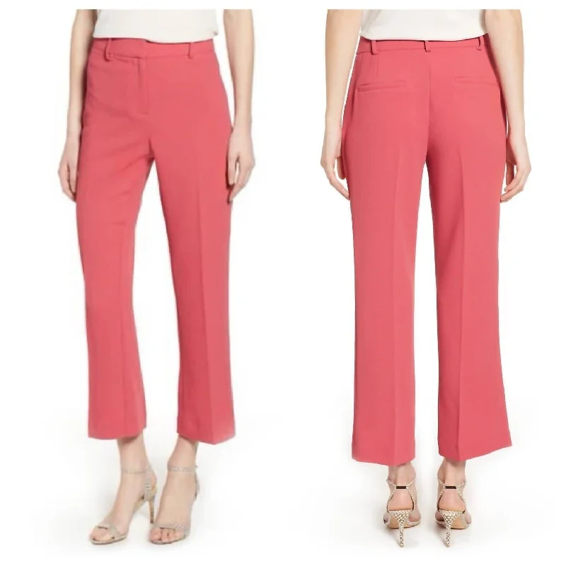 Crepe Kick Flare Ankle Coral Poppy Cropped Pants In Orange Women's Night-Out Clothes