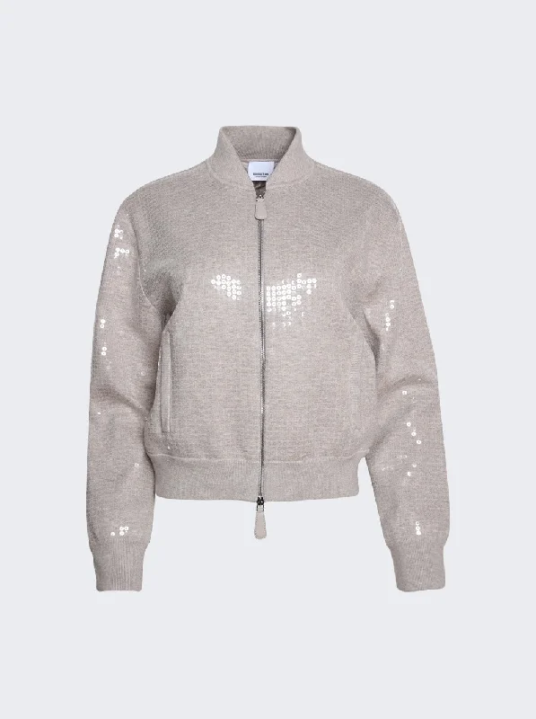 Sequinned Cashmere Cotton Blend Bomber Jacket Women's Tailored Outfit