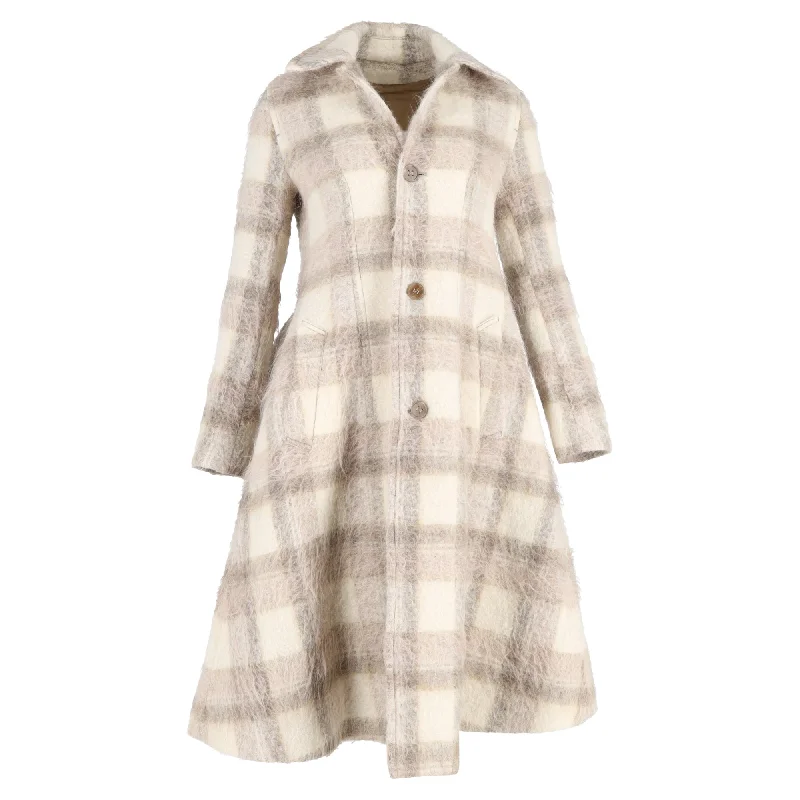 Acne Studios Checkered Belted Coat in Brown Alpaca Wool Women's Evening Apparel