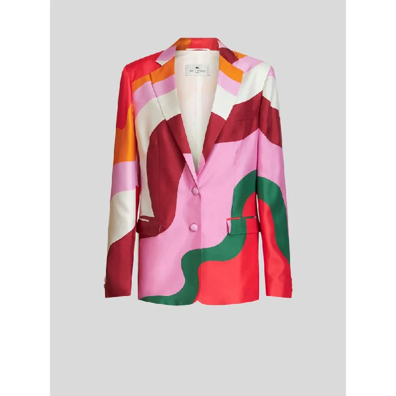 Silk Jacket With Colour Block Pattern Seasonal Sale