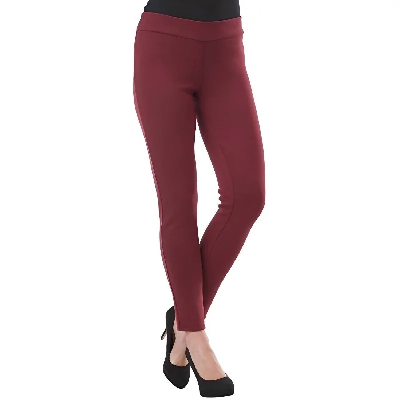 Hunter Ponte Knit Pants In Burgundy Affordable Women's Clothes