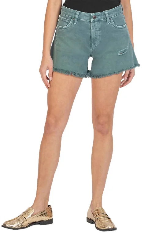 Jane High Rise Long Inseam Shorts In Teal Women's Contemporary Clothing