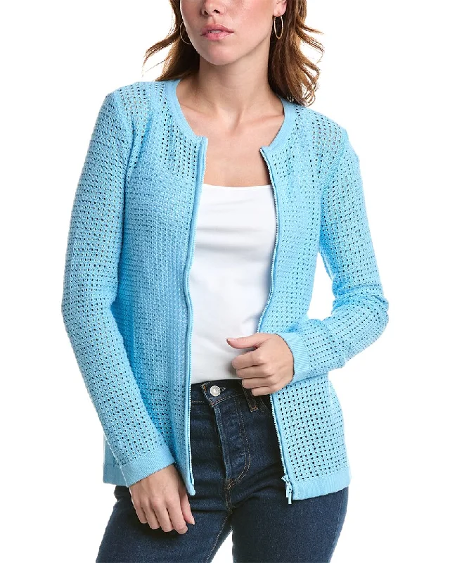 Edinburgh Knitwear Pointelle Jacket Women's Clothing For Travel