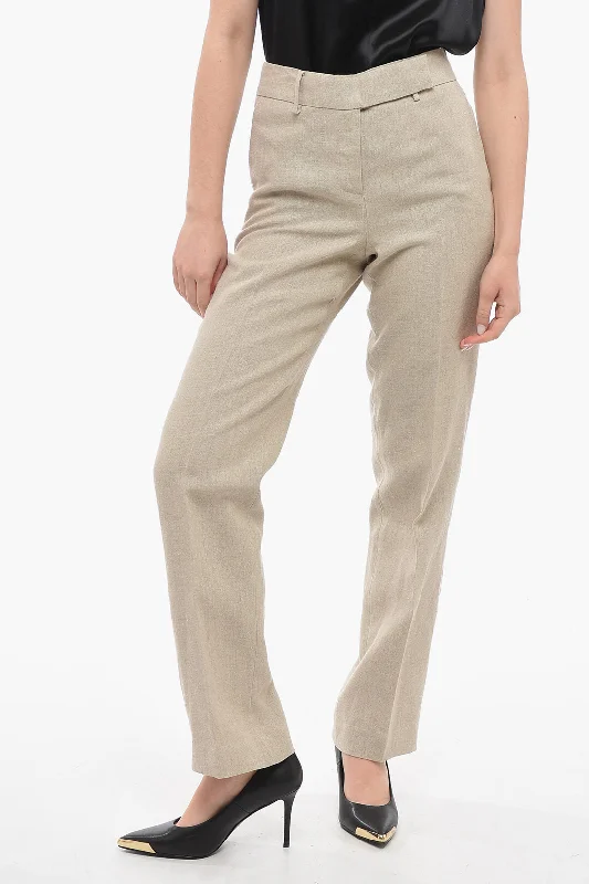 Michael Kors Hopsack Cotton Wide-leg Pants Women's Trendy Outfit