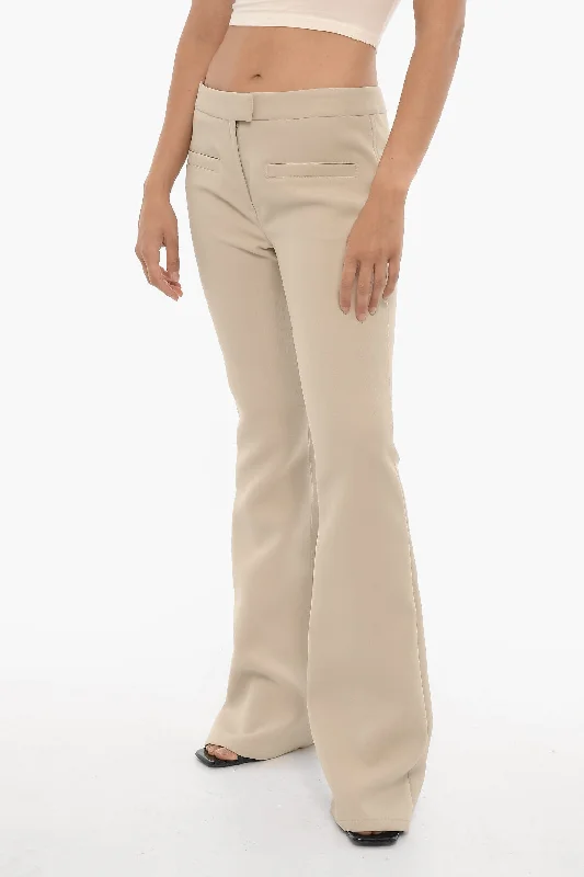 Courreges Solid Color Twill Flared Pants Easygoing Women's Style