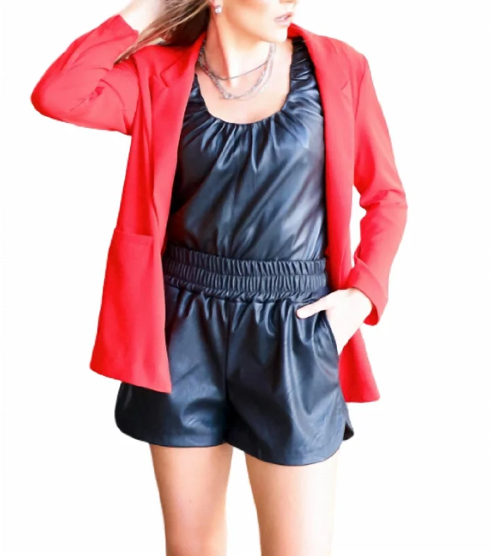 Hottie Long Blazer In Red Women's Online Boutique