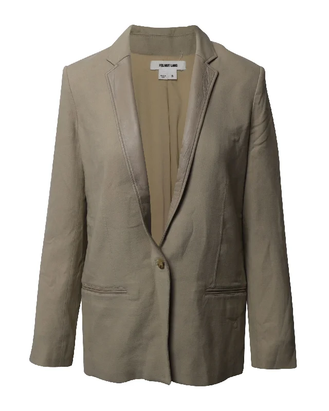 Helmut Lang Noa Single Breasted Blazer in Beige Viscose Women's Cozy Clothes