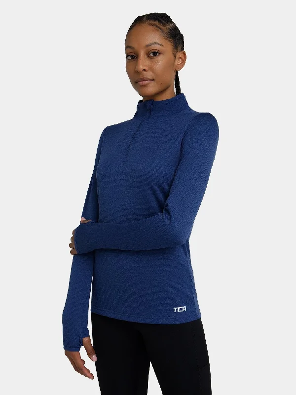 Cloud Fleece Quarter Zip Running Top For Women With Thumbholes & Side Zip Pocket Women's Clothing For Casual Outings