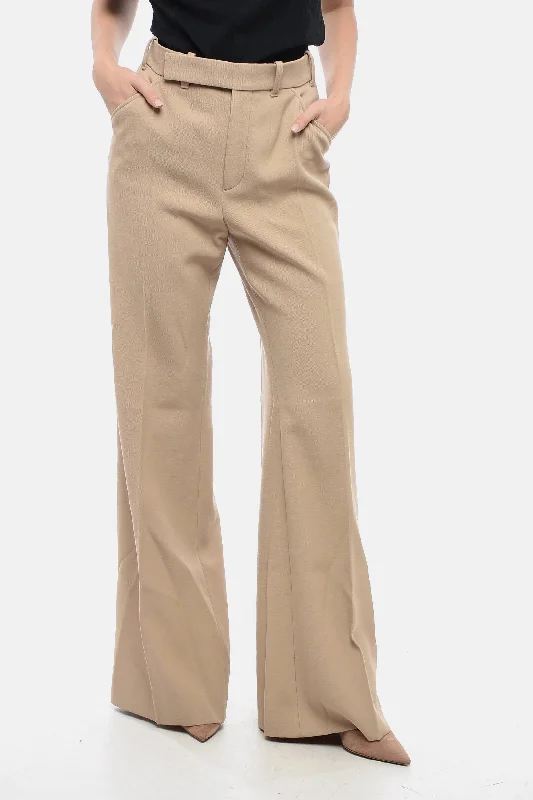 Chloe Virgin Wool Flared Fit Chinos Pants Plus-Size Women's Garments