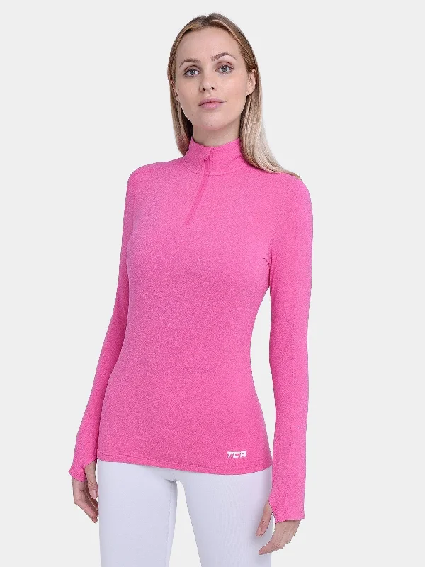 Fusion Half Zip Running Top For Women With Thumbholes & Back Zip Pocket Women's Resort Apparel