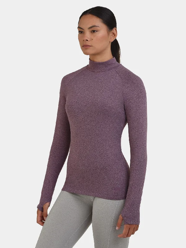 Bliss SuperThermal Long Sleeve Running Mock Neck Top For Women With Thumbholes & Brushed Inner Fabric Women's Vintage Clothes