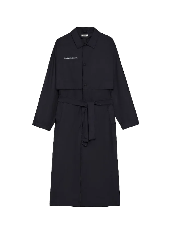 Womens Recycled Nylon Trench Coat—black Women's Fashion Clothing