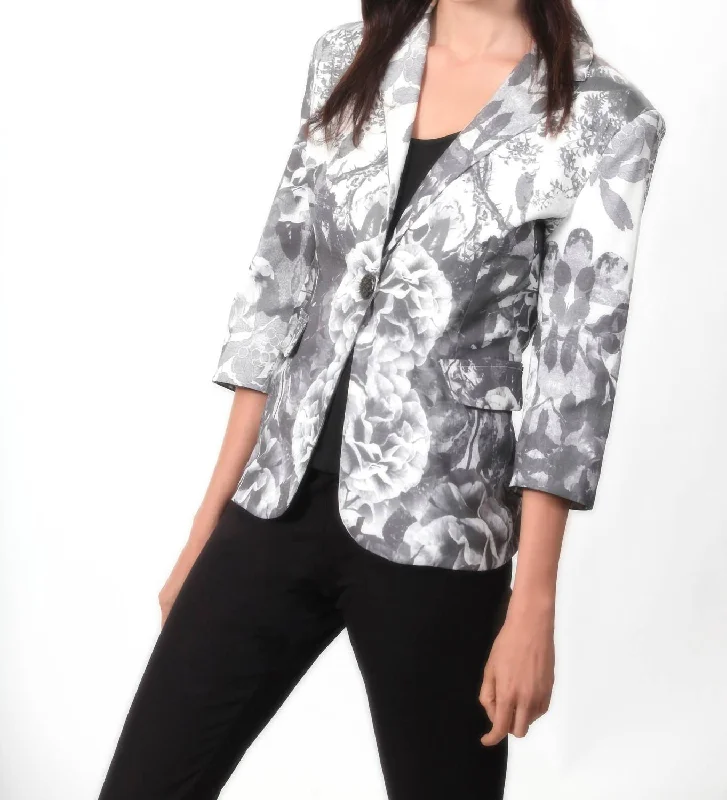 Natural Kaleidoscope Blazer In Ivory/gray Modern Women's Attire