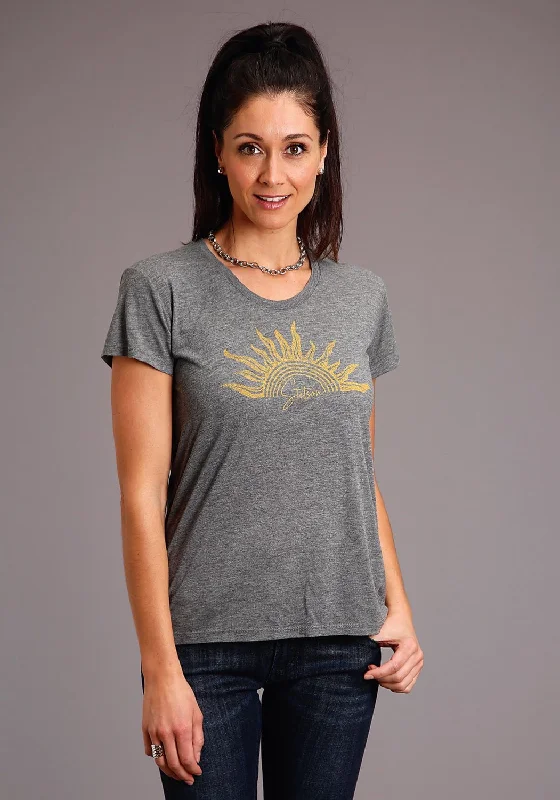 Stetson Womens Grey Poly/Rayon Gold Sun S/S T-Shirt Online Boutiques