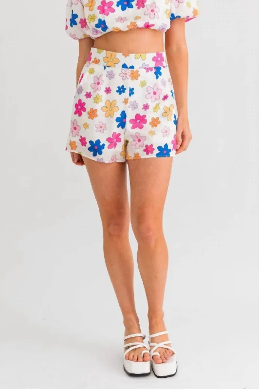 Multi Color Floral Shorts In Multi-Colored Stylish Clothes For Women