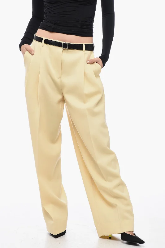 Jil Sander Grain de Poudre Wool Pants with Wide Leg New Arrival Discounts