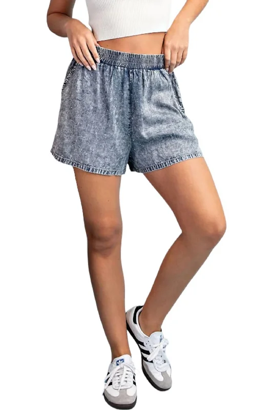 Rhinstone Shorts In Stone Washed Women's Formal Event Outfit