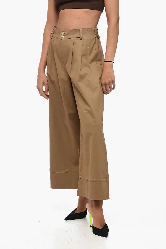 EDRA Wide-leg Cropped Pants with Pleats Women's Tailored Outfit