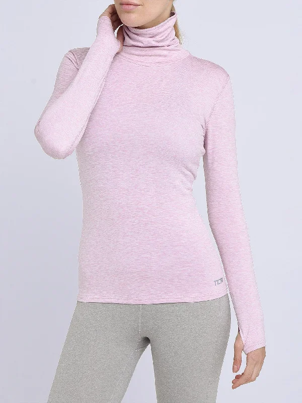 Warm-Up Thermal Long Sleeve Funnel Neck Top For Women With Brushed Inner Fabric, Thumbholes & Reflective Strips Stylish Clothes For Women