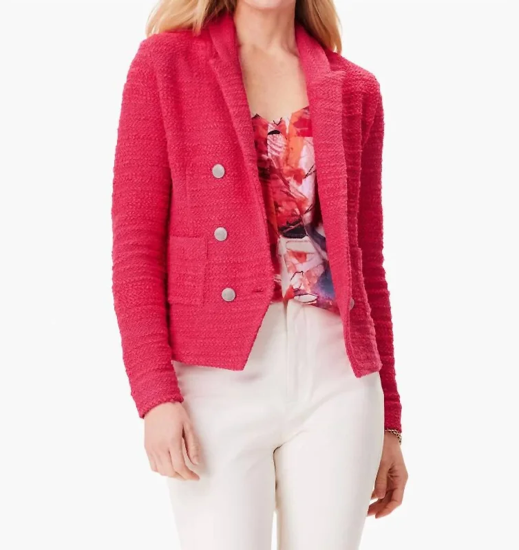 Textured Femme Knit Jacket In Bright Rose Holiday Special Offers