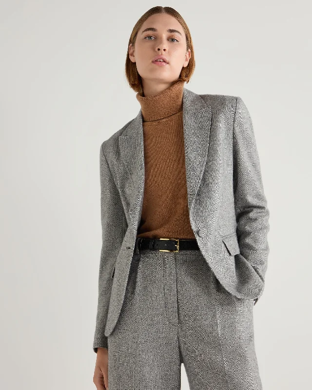 Women's Chloe Herringbone Single Breasted Jacket Grey Women's Casual and Dressy Outfits