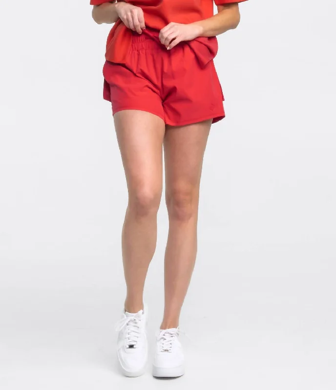 Lined Hybrid Shorts In Rio Red Online Boutiques