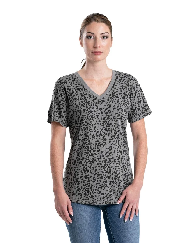 Berne Womens Performance V-Neck Animal Print Cotton Blend S/S T-Shirt Casual Women's Clothing Online