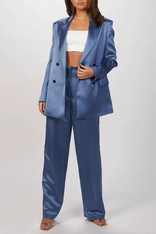 Bonnie Satin Jacket In Blue Women's Plus-Size Outfit