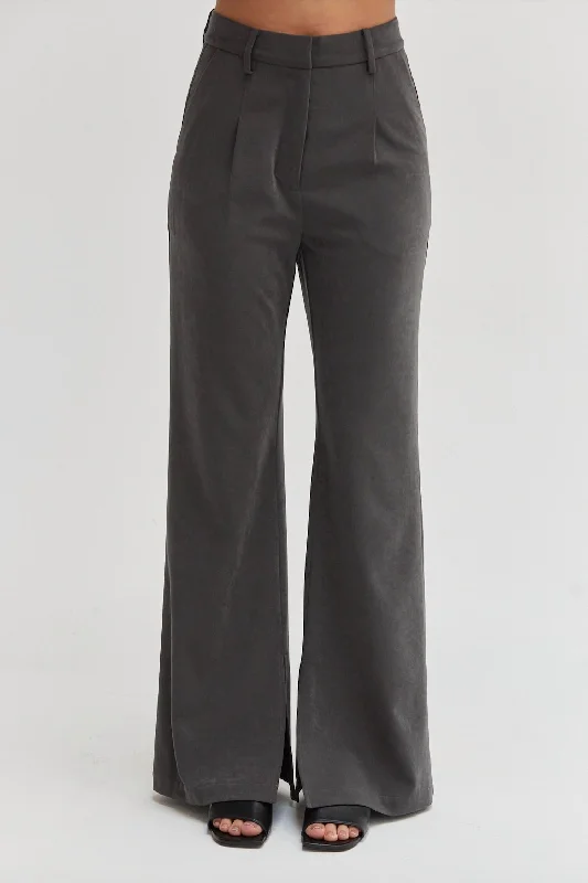 Gabrille Brushed Trousers In Charcoal Women's High-Fashion Clothes