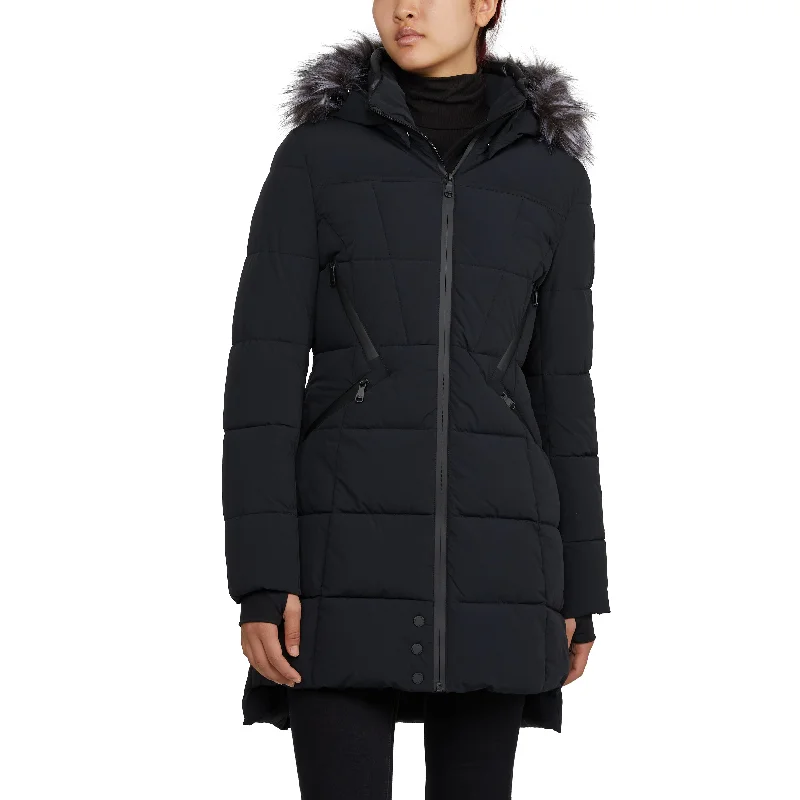 Pajar Women's Pajar Women’s January Down Chevron Puffer with Detachable Hood Fur Women's Layered Outfit