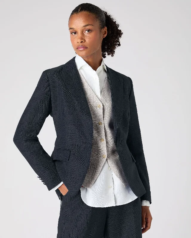 Women's Chloe Linen Jacket Navy Blue Sale Clothes Online