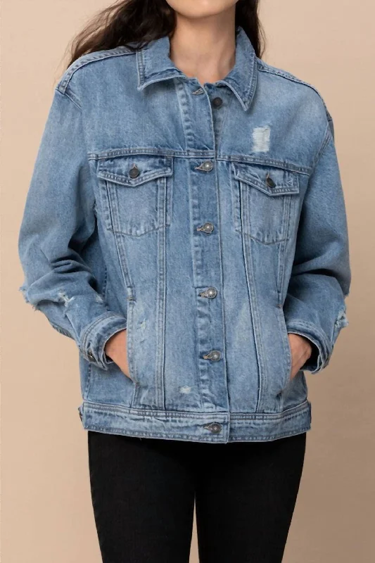 Women's Risa Oversized Denim Jacket In Light Blue Comfortable Outfit For Women