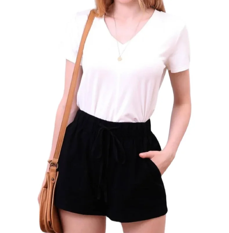 Drawstring Shorts In Black Women's Casual Wear Clothing