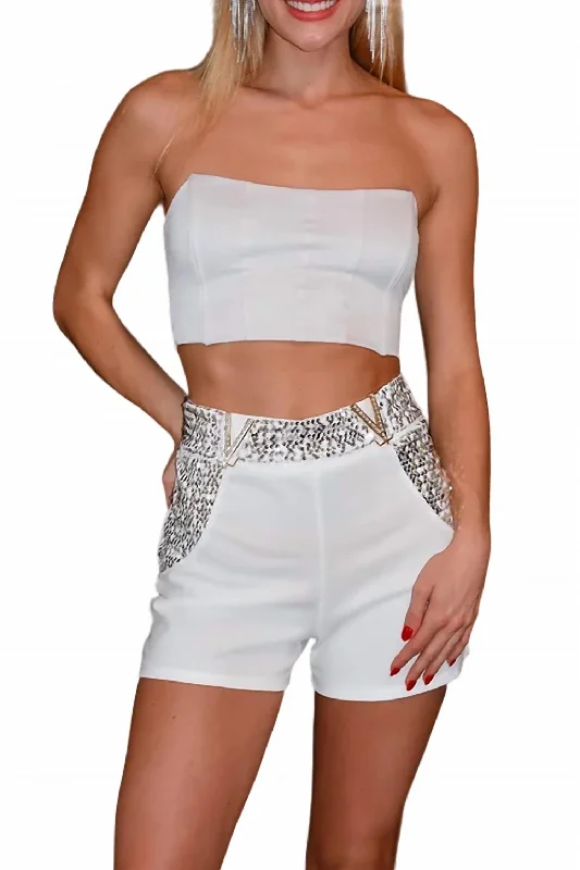 Dazzling Dixie Shorts In White Big Sale Event