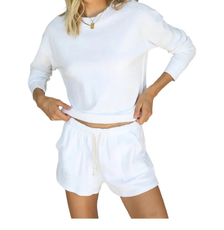 Lou French Terry Pocket Shorts In White Women's Trendy Clothing