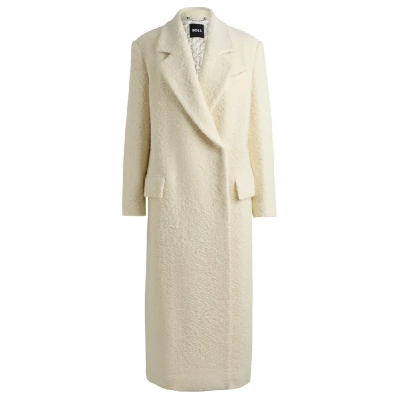 Bouclé-tweed slim-fitting coat with quilted lining Women's Travel Garments