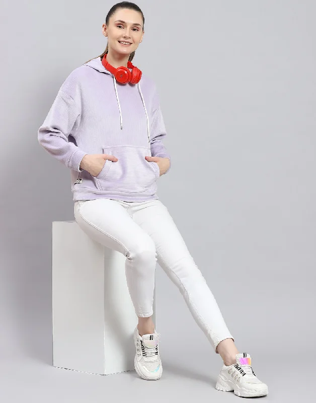 Women Purple Solid Hooded Full Sleeve Sweatshirt Trendy Women's Apparel for All Seasons