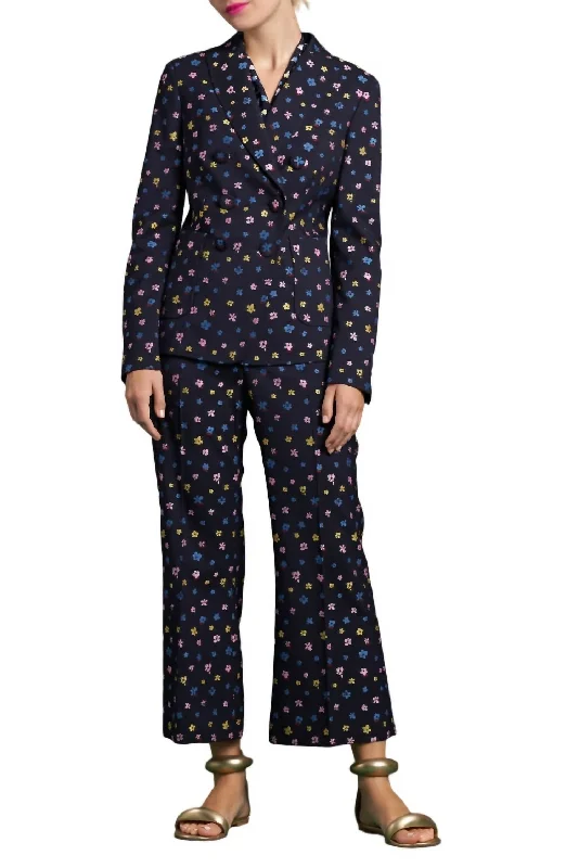 Floral Jacquard Jacket In Navy Multi Formal Clothing For Women