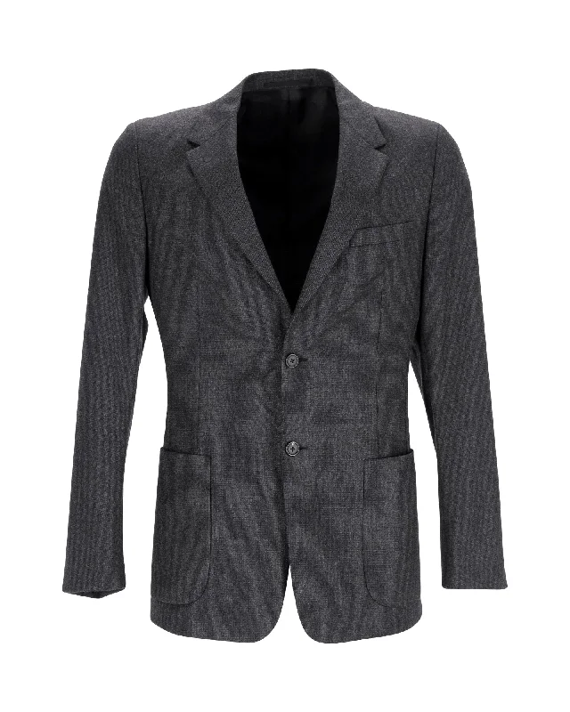 Prada Single-Breasted Blazer in Black Virgin Wool Affordable Trendy Clothes For Women