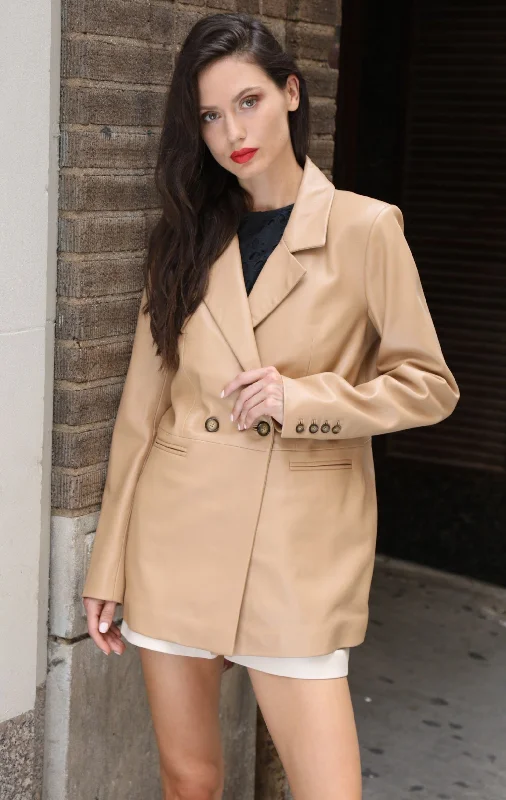 Misha Blazer, Latte - Leather Luxury Women's Clothes