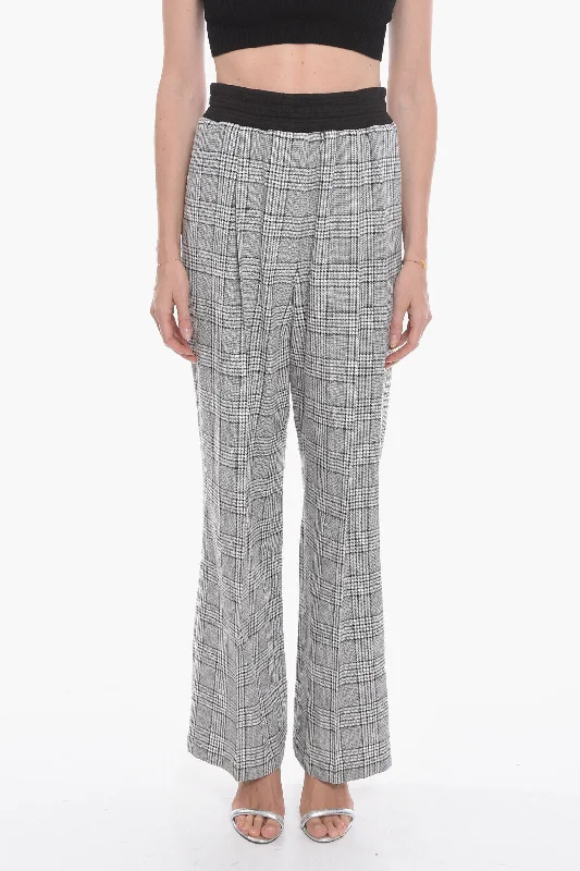 The Mannei Single-pleated District Check Pants with Elastic Waistband Minimalist Women's Fashion Clothing