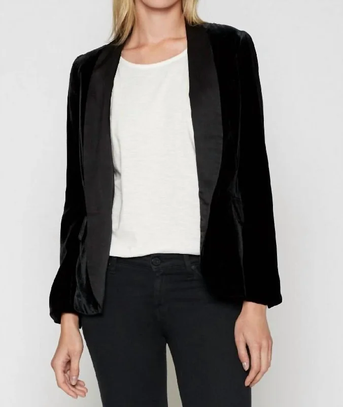 Mehira Velvet Jacket In Caviar Women's Trendy Outfits