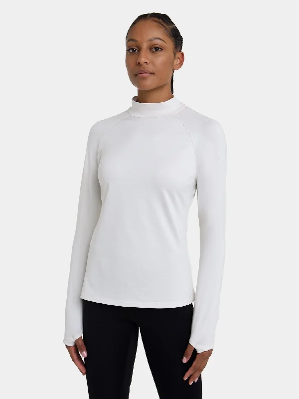 Bliss SuperThermal Long Sleeve Running Mock Neck Top For Women With Thumbholes & Brushed Inner Fabric Women's Holiday Clothes