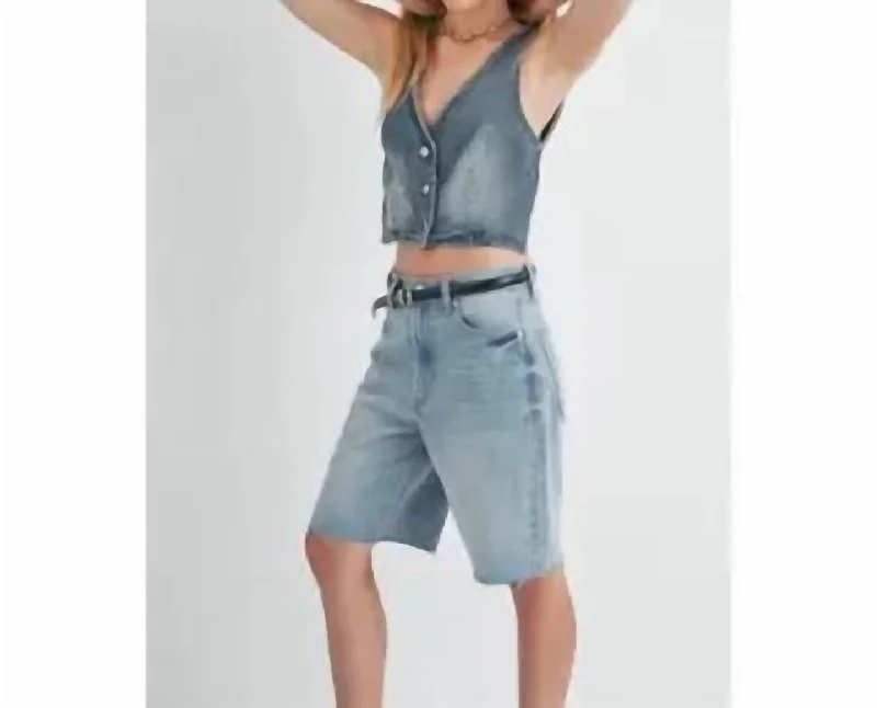 Denim Bermuda Short In Denim Blue Women's Clothing Brands