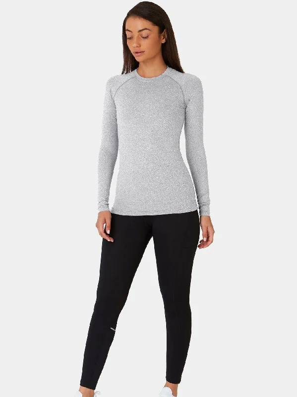 SuperThermal Long Sleeve Compression Base Layer Crew Neck Top for Women With Brushed Inner Fabric Stylish Women's Outerwear Apparel