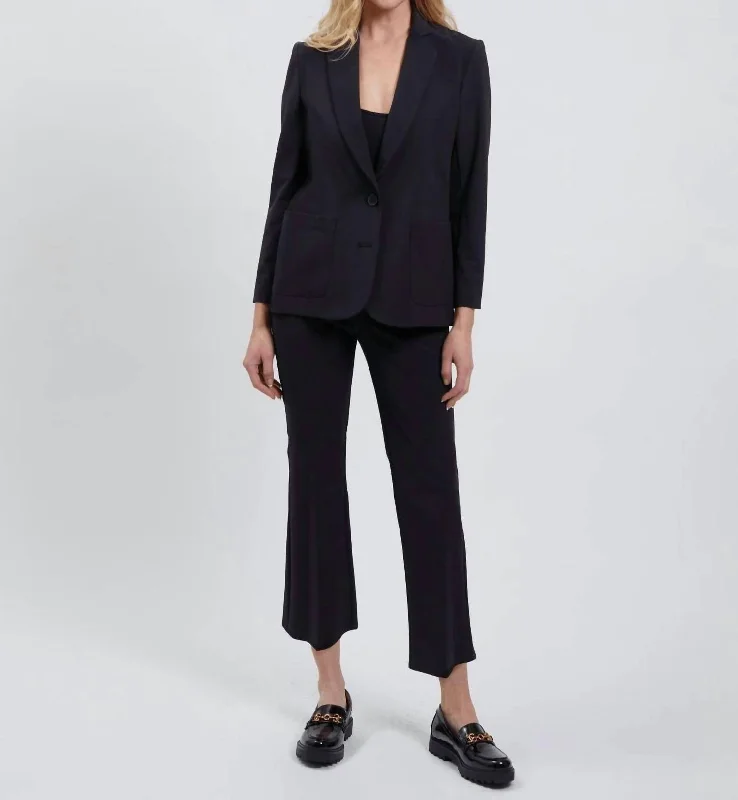 Two Button Blazer In Black Stylish Women's Attire