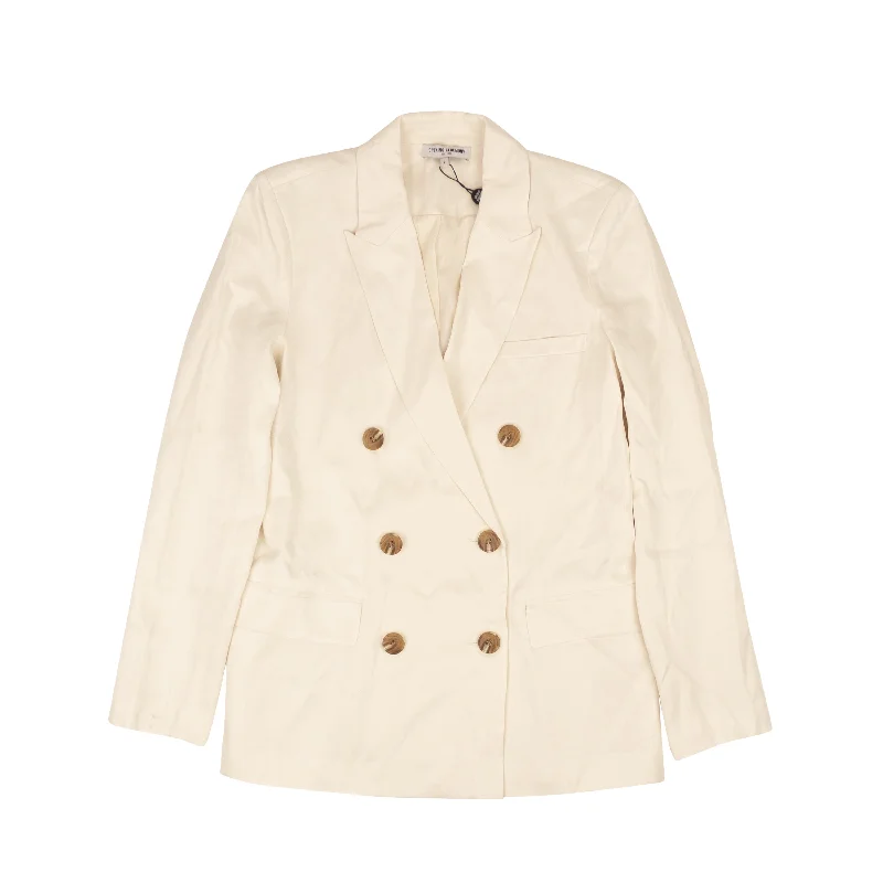 Eggshell White Double-Breasted Blazer Women's Professional Attire